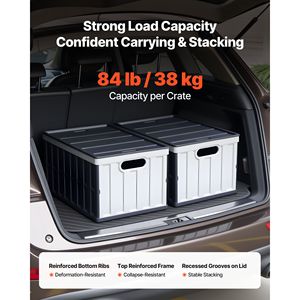 2 Packs 65L Plastic Collapsible Storage Bins with Lids and Handles Stackable Folding Storage <b>Crates</b> Holds 84 Lbs Per Bin H - Product Image 3