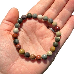 Pulsera Unisex de Jaspe Policromado Hecha a Mano, Ágata Muntaha de Exportación, Cristal Natural de Primera Calidad, Tema Amor, Estilo Feng Shui - Product Image 5