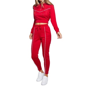 Conjuntos de chándal para correr de gimnasio 2025 para mujer personalizados 1/4 Top corto con cremallera para mujer y pantalones de cintura alta con bolsillos laterales Top de longitud corta - Product Image 2
