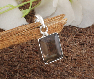 Venta al por mayor de dijes vintage de cuarzo ahumado natural con engaste de bisel, joyería de plata de ley 925, precio de mayoreo, directo de fábrica - Product Image 6