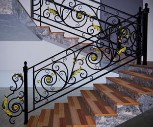 Diseño de Barandilla de Escalera de Hierro Forjado Personalizado – Barandilla de Seguridad Resistente para Escaleras Modernas con Patrones Decorativos de Hierro - Product Image 3