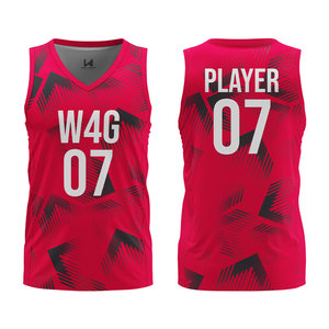 Camiseta de Baloncesto Personalizada con Cuello en V para Adultos, Logotipo Impreso por Transferencia de Calor en la Parte Delantera, Letras Impresas, Absorbe la Humedad, Transpirable, de Secado Rápido - Product Image 1