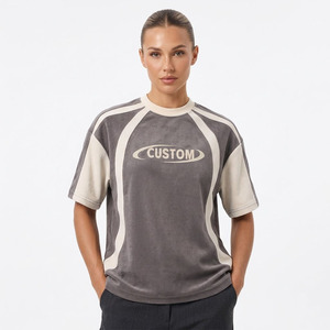 T-shirt Homme Oversize Streetwear Personnalisé avec Logo, Color Block, Panneaux et Patchwork – Vente en Gros OEM - Product Image 4