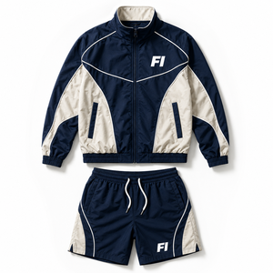 Ensemble de survêtement streetwear deux pièces en nylon froissé et polyester, coupe-vent et short légers pour hommes - Product Image 5