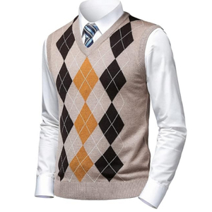 Vente en gros – Nouveauté 2026 – Gilet pull sans manches en cachemire pour homme, col en V, tricoté, épais, design personnalisé, haute qualité - Product Image 5