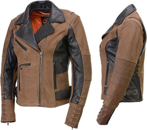 Chaqueta de Motociclista Clásica de Cuero Premium para Mujer, Estilo MC, SAMROZ SPORTS - Product Image 2