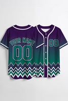 Maillot de baseball personnalisé à dégradé délavé, bordeaux et bleu marine, avec nom et numéro personnalisés, sublimé, entièrement boutonné, uniforme d'équipe, vente en gros OEM