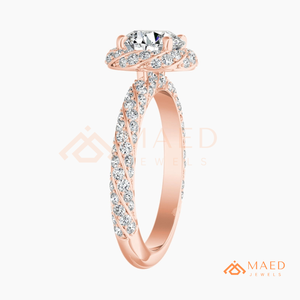 <b>Rose</b> Gold Plated Halo Round Cut Moissanite Ring Elegant Bridal Promise Jewelry for Women Daily Wear Gift USA Lux - Product Image 6