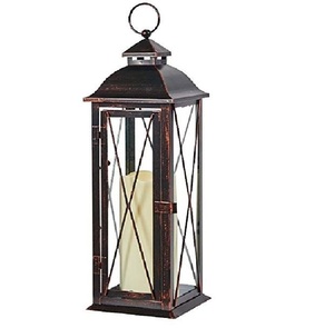 Traditional Design Tall Metal <b>Lantern</b> with <b>Copper</b> Finish Candle Holder for Home Decoration Durable Outdoor Indoor Use - Product Image 1
