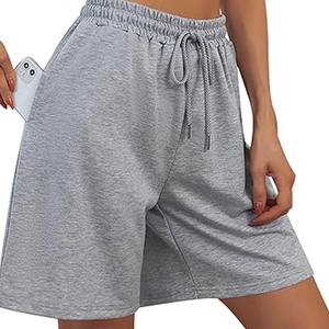 Vintage Cotton Acid Wash Breathable Eco-Friendly Quick Dry Women's <b>Low</b> Waist Knee Length Solid Pattern Shorts - Product Image 1