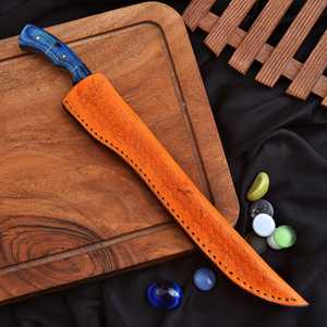Custom Hand Forged Damascus Steel Full Tang Fillet <b>Knife</b> Ergonomic Wooden <b>Handle</b> Leather Sheath OEM ODM Available Fishing <b>Knives</b> - Product Image 6