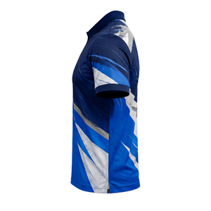Polo à manches courtes pour homme de haute qualité, imprimé géométrique bleu, personnalisé, séchage rapide, tricoté en polyester, style décontracté, sublimation - Product Image 4