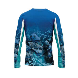 Camisa de Pesca de Manga Larga para Hombre, Estampado por Sublimación, UPF 50, Anti-UV, 100% Poliéster, Diseño de Peces Azules, Ropa para Exteriores - Product Image 2