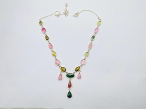 Pendentif élégant multi-tourmalines en argent sterling 925, bijoux faits à la main avec pierres précieuses colorées - Product Image 3