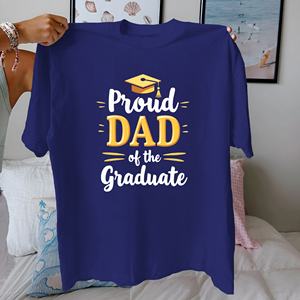 เสื้อยืดผู้หญิงผ้าถักพิมพ์ลายลำลอง Proud Dad of the Graduate ผ้าฝ้าย 100% ทรงพอดีตัว - Product Image 4
