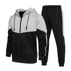 Ensemble de survêtement décontracté deux pièces pour homme en coton épais avec capuche, veste et pantalon de jogging, personnalisable - Product Image 6