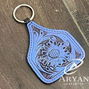 Llavero de Cuero Genuino 2026 con Diseño Floral Grabado, Mini Bolso de Cuero Genuino Personalizado, Porta Llaves de Coche, Precio al por Mayor, Regalos - Product Image 1