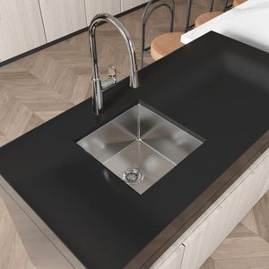 Lavello da Cucina Moderno 18'' X 18'' a Vasca Singola, Multifunzionale in Acciaio Inox S304, Kit Workstation Sottopiano Fatto a Mano - Product Image 5