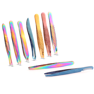 Pinzas para Cejas de Acero Inoxidable Curvas y Inclinadas con Agarre Perfecto, Diferentes Colores, Ligeras, Ecológicas, Precisión Profesional para Salón - Product Image 1