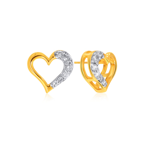Pendientes Artísticos con Forma de Corazón y Diamantes, Chapados en Oro de 18K, Diamantes Naturales, para Uso Diario, Estilo Romántico para Mujer - Product Image 2