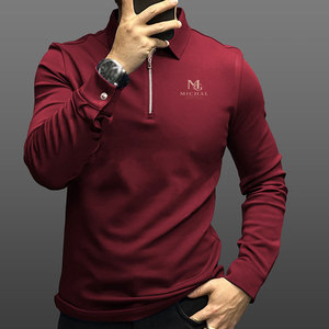 Polos de manga larga para hombre de alta calidad, estilo casual y urbano, material ligero, perfecto para el verano o para usar en interiores. - Product Image 3