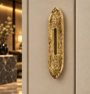 Pomo Decorativo Ovalado Texturizado con Acabado Dorado para Puerta, Herraje Decorativo para Muebles de Interiores de Lujo - Product Image 4