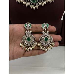 Indian Ethnic Prapti Premium Moissanite Victorian Gold Plated Choker & Earring Set - Product Image 4