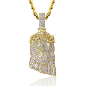 AMBER JEWELS Collar con Colgante de Rostro de Cristo T-3056, Plata 925, Circonitas, Cadena de Cuerda con Micro Pavé, Joyería Religiosa Clásica Unisex - Product Image 1