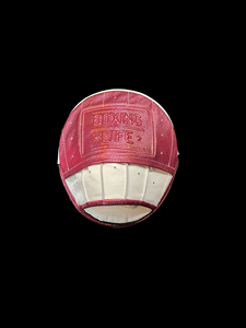 Mitaines de boxe professionnelles rose et blanches No Boxing No Life - Conception incurvée en cuir de vachette de haute qualité - Product Image 1