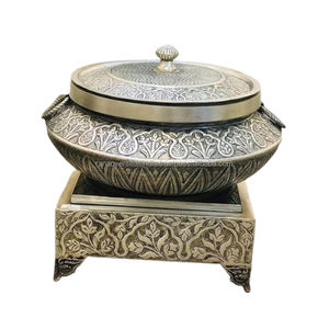 Plat de service en métal gaufré de haute qualité avec couvercle et support pour fête de mariage à la maison - Product Image 5