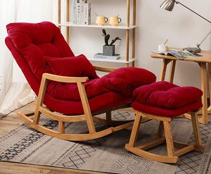 Comfortable Well <b>Cushioned</b> Rocking Chair with Footrest | Mid-Century Rocking Chair for All with Soft, Durable <b>Cushioned</b> - Product Image 1