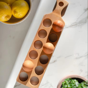 Wooden Egg Holder Cutting Board Style Acacia Mango Wood Natural Kitchen Storage Tray with 10 Holes WHOLESALE PRICE EGG TRAYS - Product Image 1