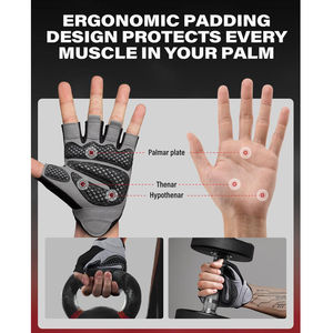 Gants d'entraînement imperméables en spandex à demi-doigts pour hommes et femmes, respirants, antidérapants, avec fermeture auto-agrippante, pour le badminton et le tennis - Product Image 5