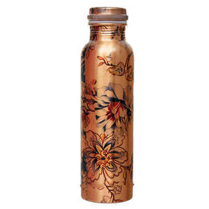 Latest arrival New Copper Water Bottle Floral <b>Design</b> Portable Travel Reusable With <b>Lid</b> 500ml 750ml 1L Sizes Copper Bottle - Product Image 1