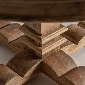 <b>Round</b> Solid Wood Portable Pedestal <b>Dining</b> <b>Table</b> Antique Design Stable Base <b>for</b> Hotel Use - Product Image 2