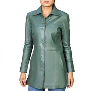 Long Casual Genuine Leather Quilted Coat for Women Breathable Comfortable Winter Season Customizable Long Coat - Product Image 1