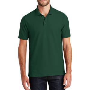 Polo en piqué de coton marron à manches courtes pour homme, couleur unie, décontracté, boutonné, coupe classique, tricoté, anti-rétrécissement - Product Image 6