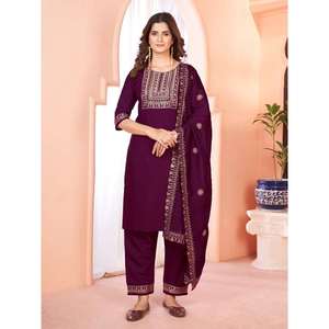 เสื้อท่อนบนปักลายวิสคอสแฟชั่นพร้อมไวน์ dupatta - Product Image 1