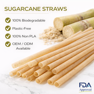 หลอดดูดทำจากอ้อยย่อยสลายได้8นิ้วหลอดย่อยสลายได้เป็นมิตรต่อสิ่งแวดล้อมหลอดสำหรับงานปาร์ตี้ในบ้านร้านอาหาร - Product Image 1