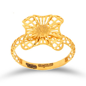 Squarish <b>Craft</b> Gold <b>Ring</b> Premium Gold Plated Floral <b>Ring</b> Beautiful Large Flower Centerpiece with Detailed Openwork Lattice <b>Ring</b> - Product Image 1