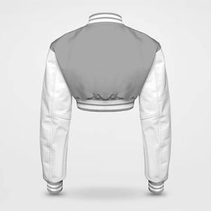 Custom Made Wholesale Cropped Varsity <b>Jacket</b> for <b>Women</b> Genuine Leather & Wool Embroidery College Style Crop Coat - Product Image 6