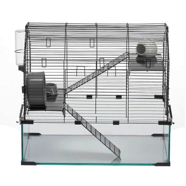 Pet Mouse Cage 20x25 Inch Steel Wire Frame Transparent Base For Rats Guinea Pigs Small Animal Housing Modern Design