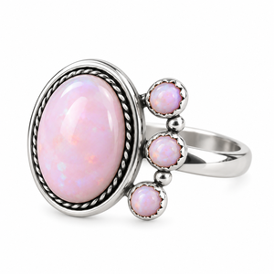 Bague en Opale Rose et Turquoise, Bague Statement en Pierres Précieuses, Style Bohème Western, Bijou Fait Main pour Femme - Product Image 2