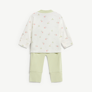 MAMACHERI Ensemble 2 pièces pour bébé garçon, en modal et élasthanne, à motif floral imprimé, manches longues, avec boutons-pression, barboteuse à pieds, nouveau-né, ODM Vietnam - Product Image 2