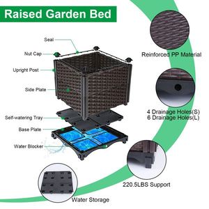 Piantatrice da giardino rialzato per esterno in plastica fioriere Box per Patio balcone caselle da giardino sopraelevate per piantare fiori - Product Image 4