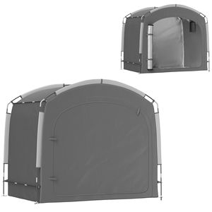 Tenda Garage per Biciclette Portatile e Impermeabile con Borsa per il Trasporto, in Tessuto Oxford 210D, Copertura Grigio Scuro per 3-4 Biciclette - Product Image 1