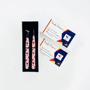 <b>Cherry</b> Custom Design Durable Straight Volume Stainless Steel Diamond Grip Smooth Tip 10mm Eyelash Extension Tweezers Eyelash - Product Image 1