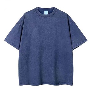 T-shirt décontracté vintage gris surdimensionné à manches courtes et col rond pour homme, 100 % coton jersey tricoté 230g, anti-plis - Product Image 2