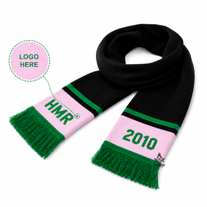 Bufanda de punto con logotipo personalizado, ropa griega, herencia masónica, bordado, combinación de colores negro y rosa, para hermandades y fraternidades. - Product Image 1
