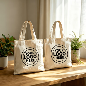 Custom Canvas Tote Bag Printed Logo Reusable Shopping Shoulder Bag Solid Color Large Capacity All Seasons Zipper Women's - Product Image 3